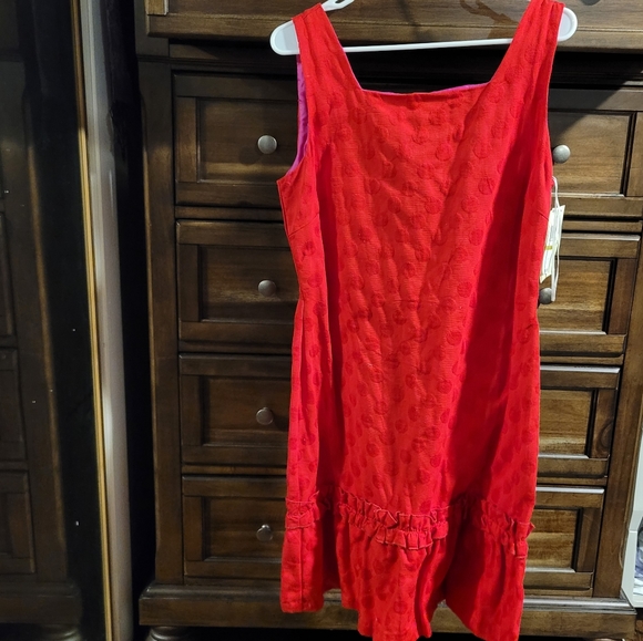 Sangria nwt poplin shift dress size 14 bow polka - Picture 2 of 7